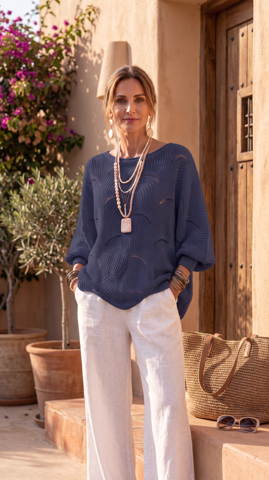 NOMI™ | Maglione Oversize Traforato con Pattern a Onde