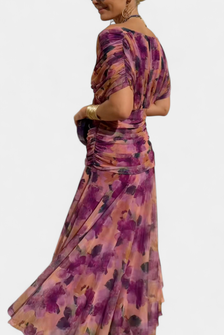 NOMI™ | Vestito Elegante Donna – Abito Floreale Lungo Romantico