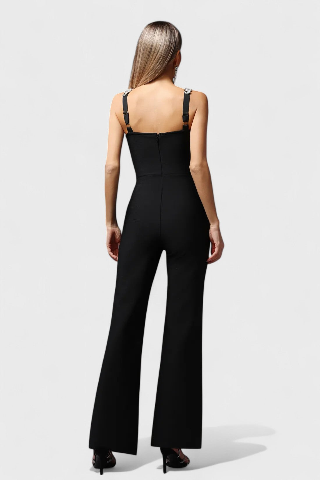 NOMI™ | Tuta Nera Spalline di Cristallo