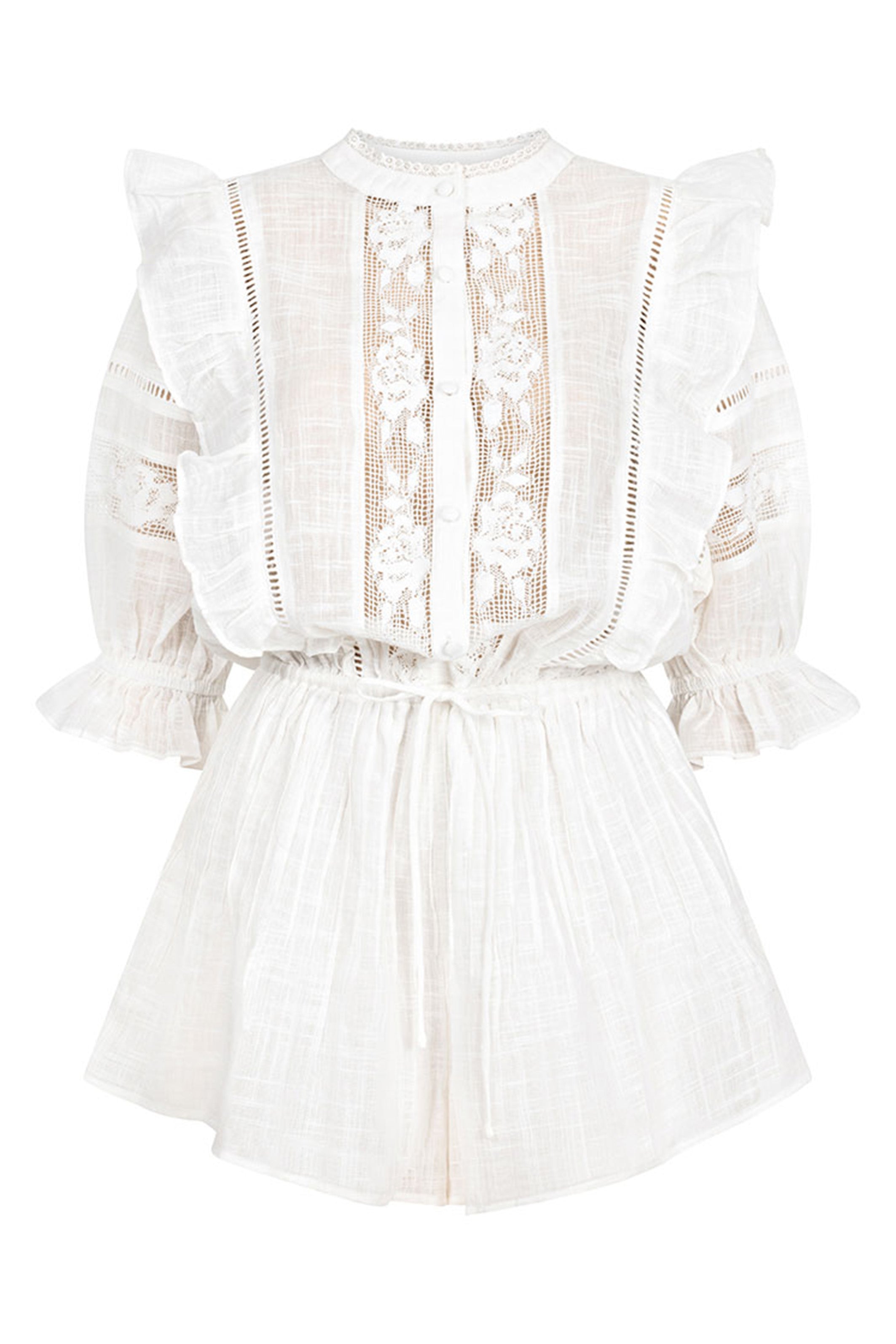 NOMI™ | Jumpsuit estiva leggera con dettagli in pizzo - 100% cotone