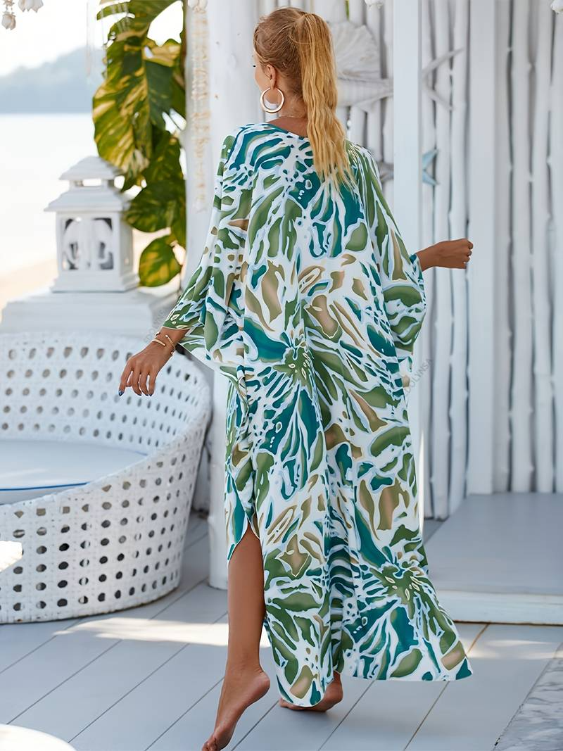 NOMI™ – Caftano elegante da spiaggia - Azzuro