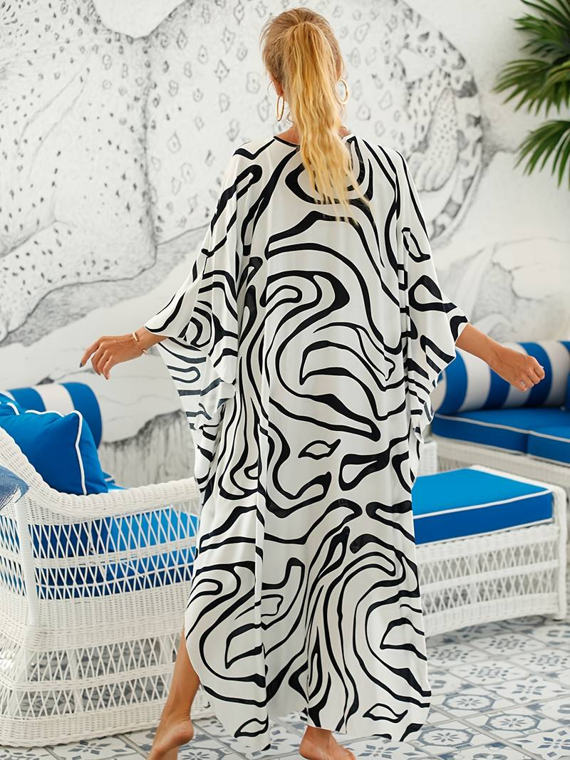 NOMI™ – Caftano elegante da spiaggia - Bianco