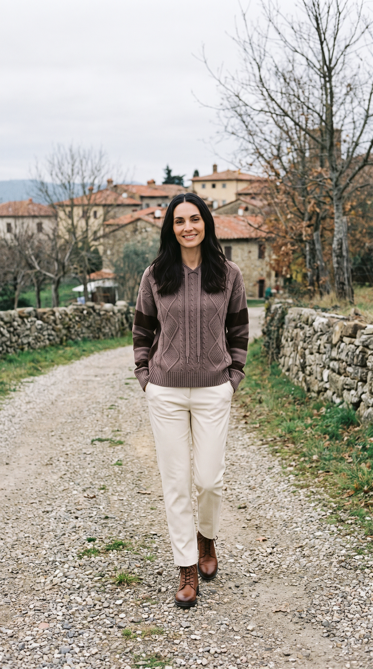 Maglione Jacquard con Cappuccio