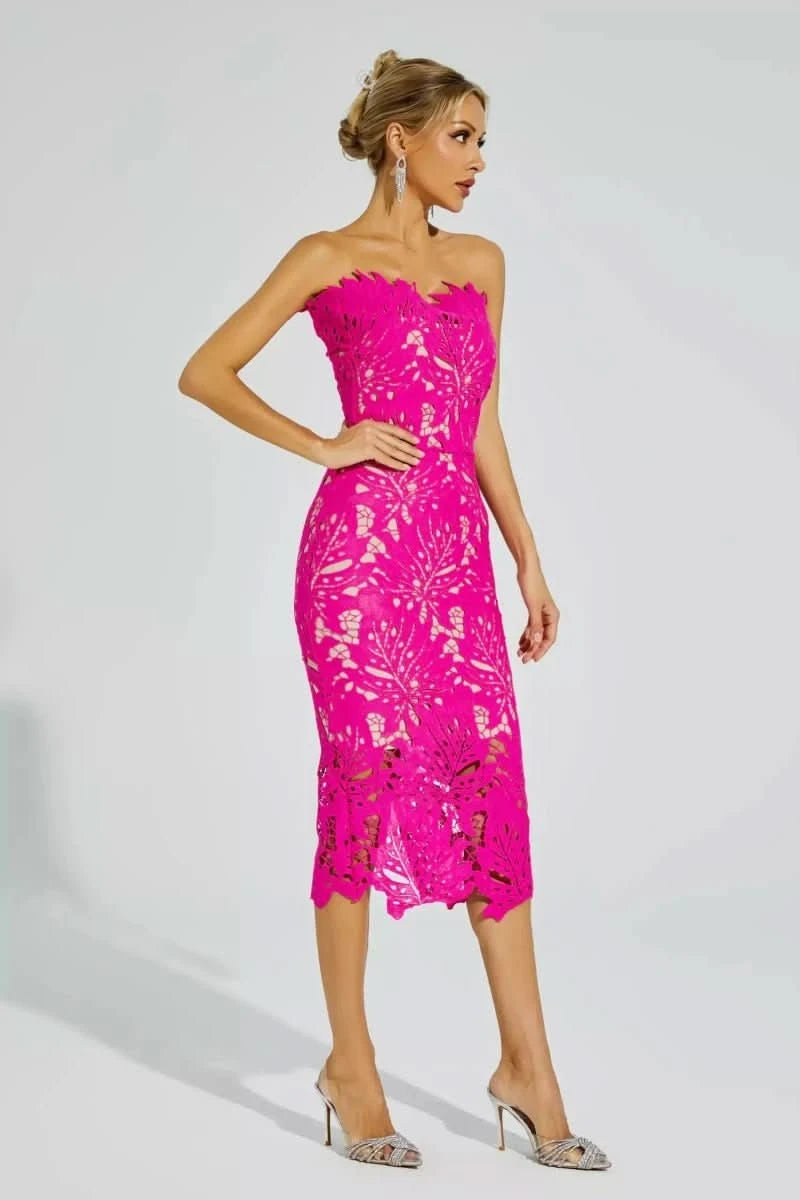 NOMI™ | Abito Cut-out Pizzo Bianco Strapless - Nomi