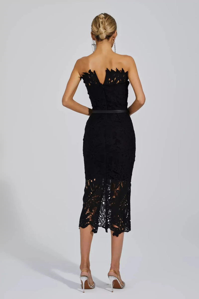 NOMI™ | Abito Cut - out Pizzo Bianco Strapless - Nomi