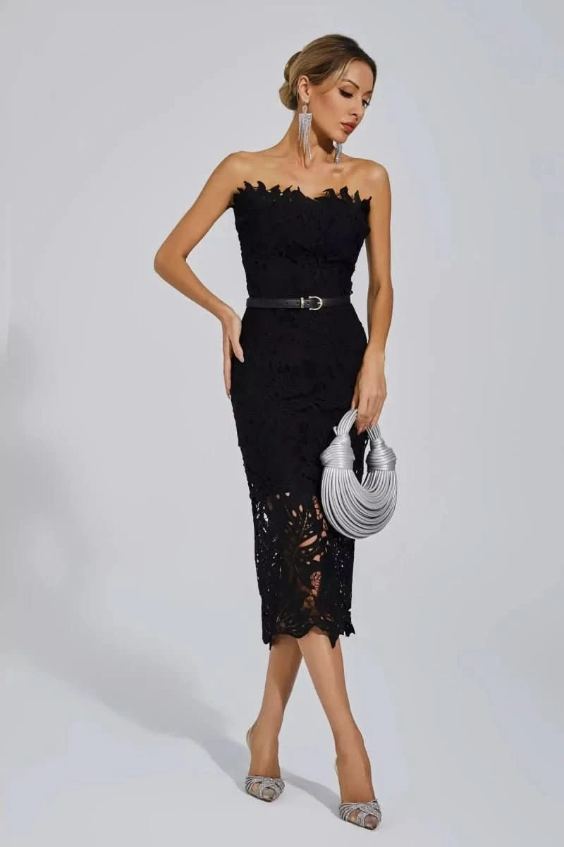NOMI™ | Abito Cut-out Pizzo Bianco Strapless - Nomi