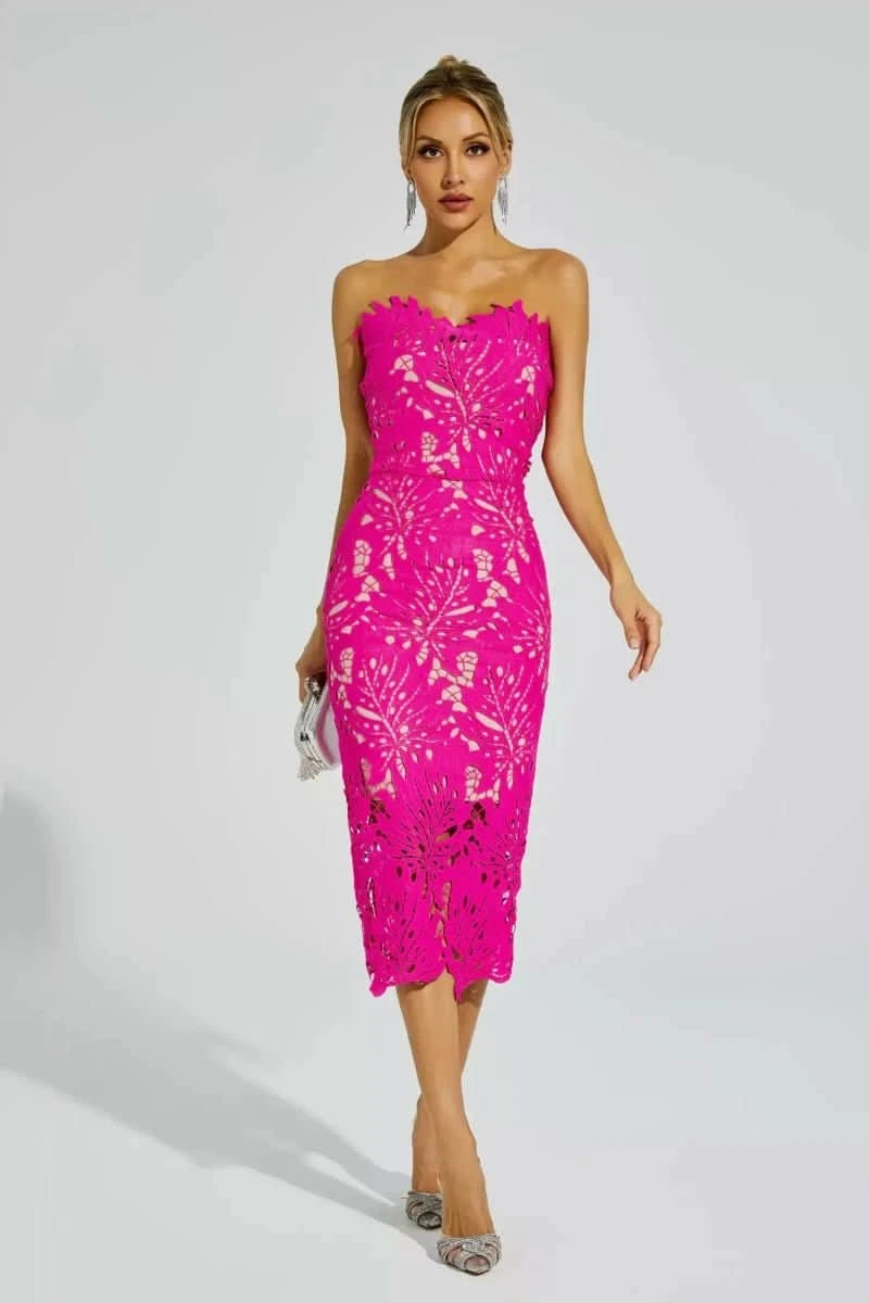 NOMI™ | Abito Cut-out Pizzo Bianco Strapless - Nomi