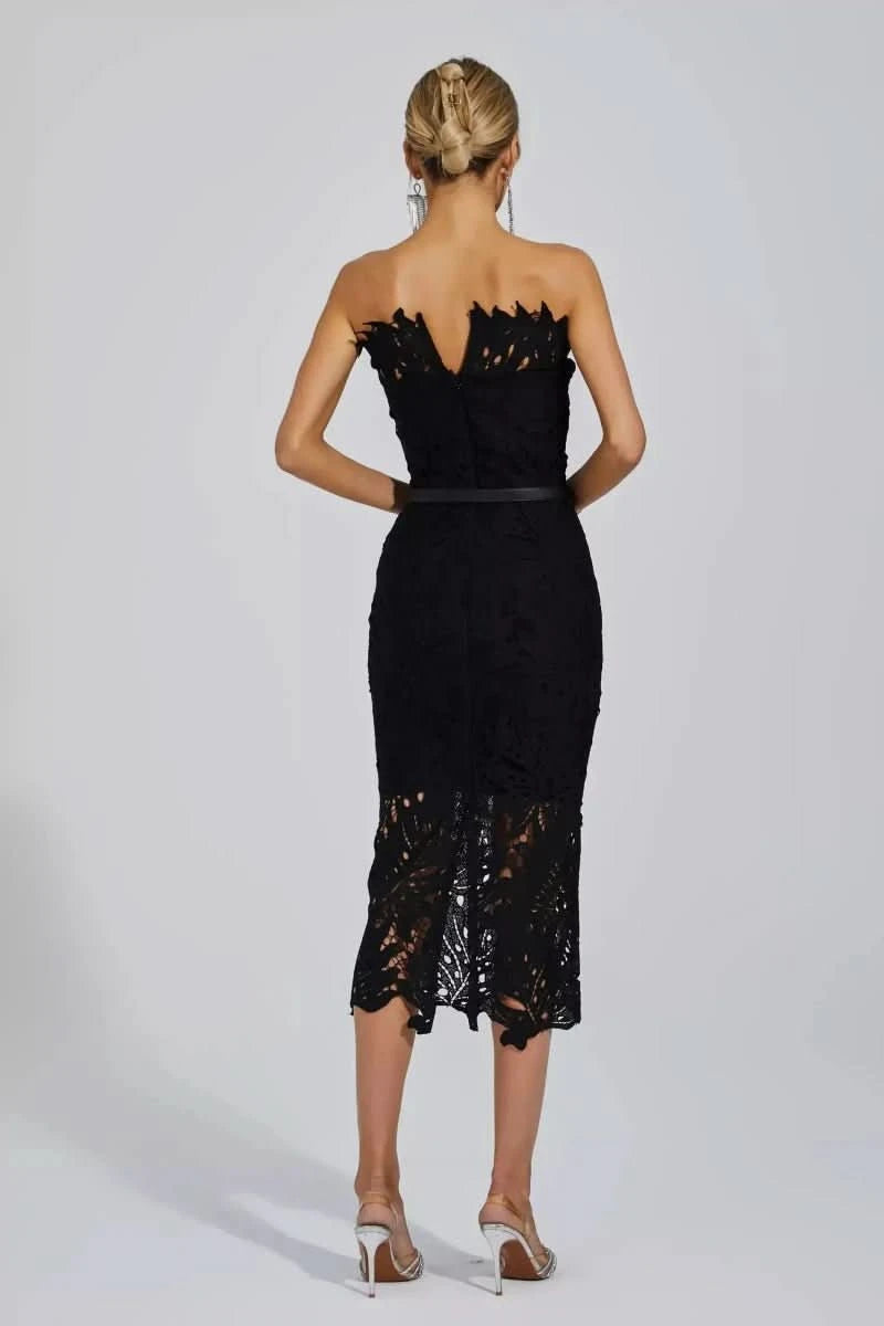 NOMI™ | Abito Cut-out Pizzo Bianco Strapless - Nomi