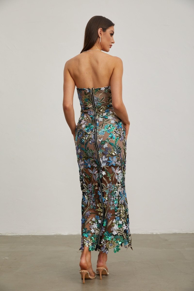 NOMI™ | Abito Maxi Ricamato con Fiori - Nomi