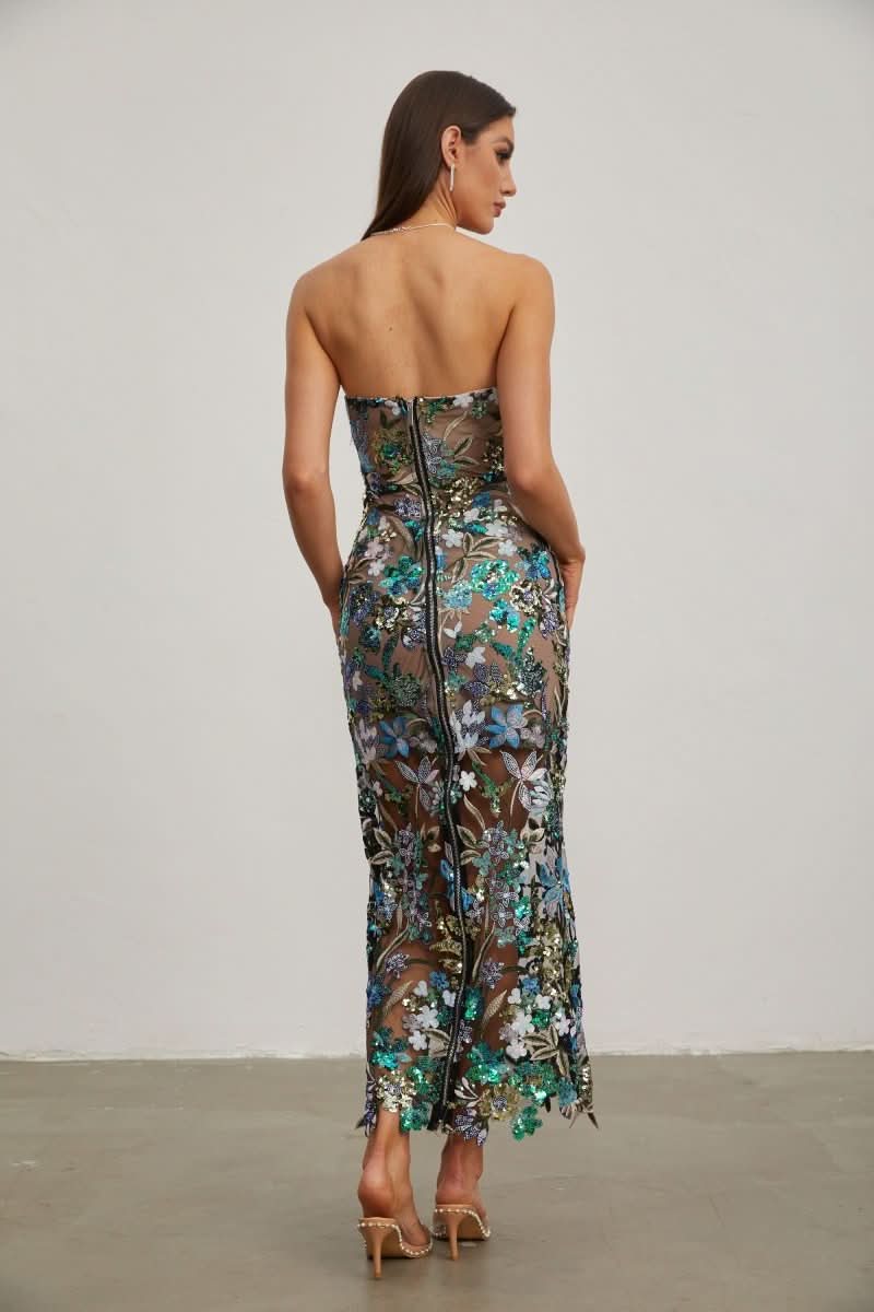 NOMI™ | Abito Maxi Ricamato con Fiori - Nomi