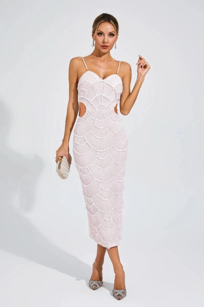 NOMI™ | Abito Midi con Perle - Nomi