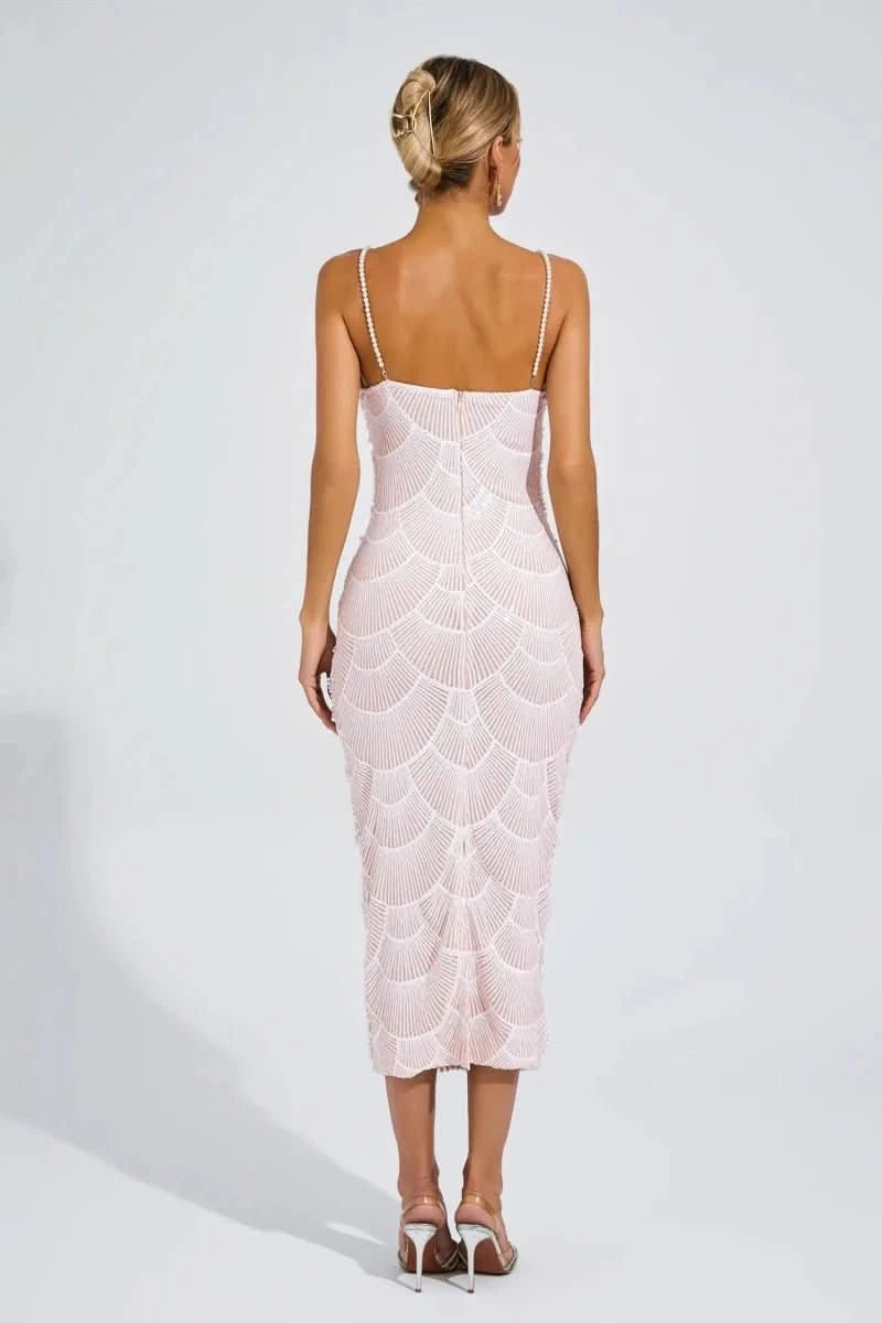 NOMI™ | Abito Midi con Perle - Nomi