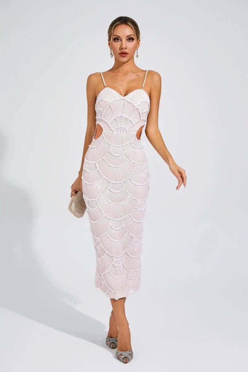 NOMI™ | Abito Midi con Perle - Nomi