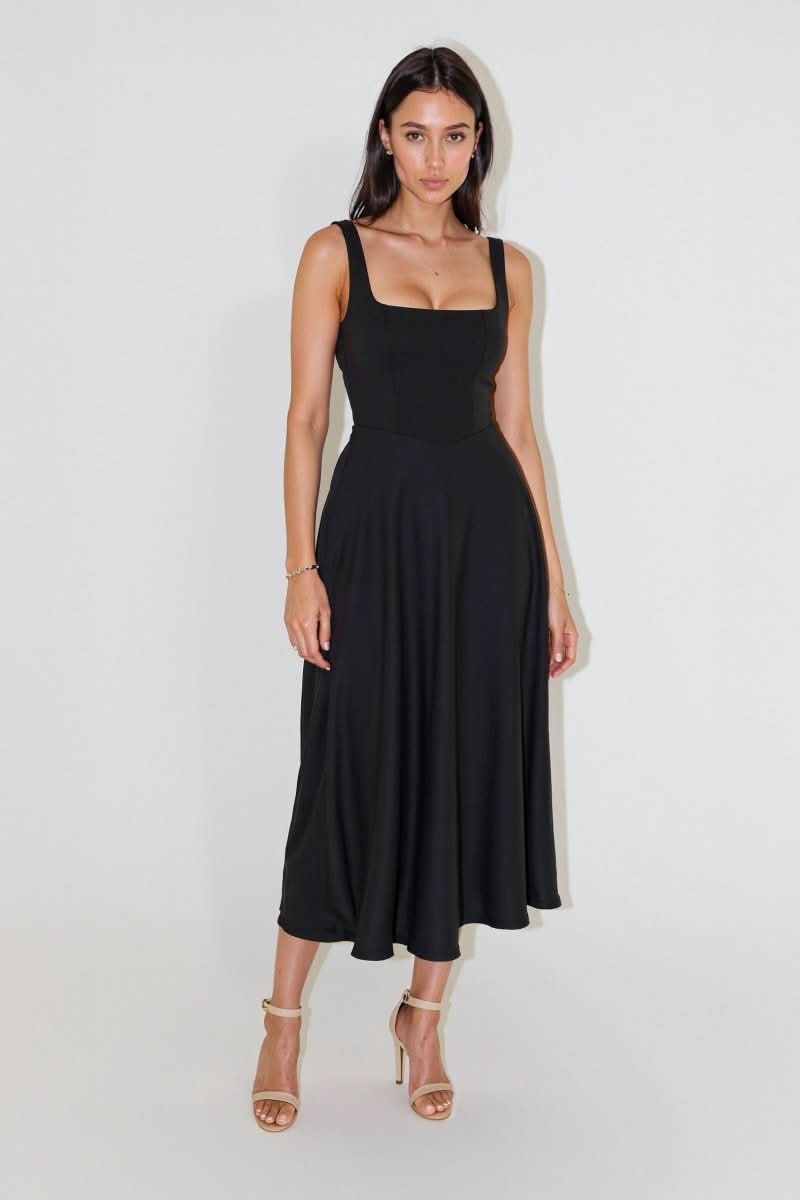 NOMI™ | Abito midi con scollo quadrato - Nomi