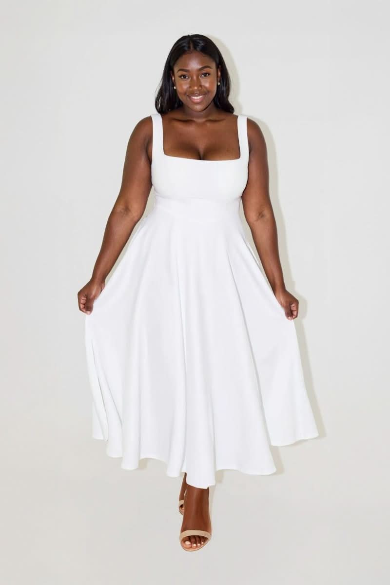 NOMI™ | Abito midi con scollo quadrato - Nomi