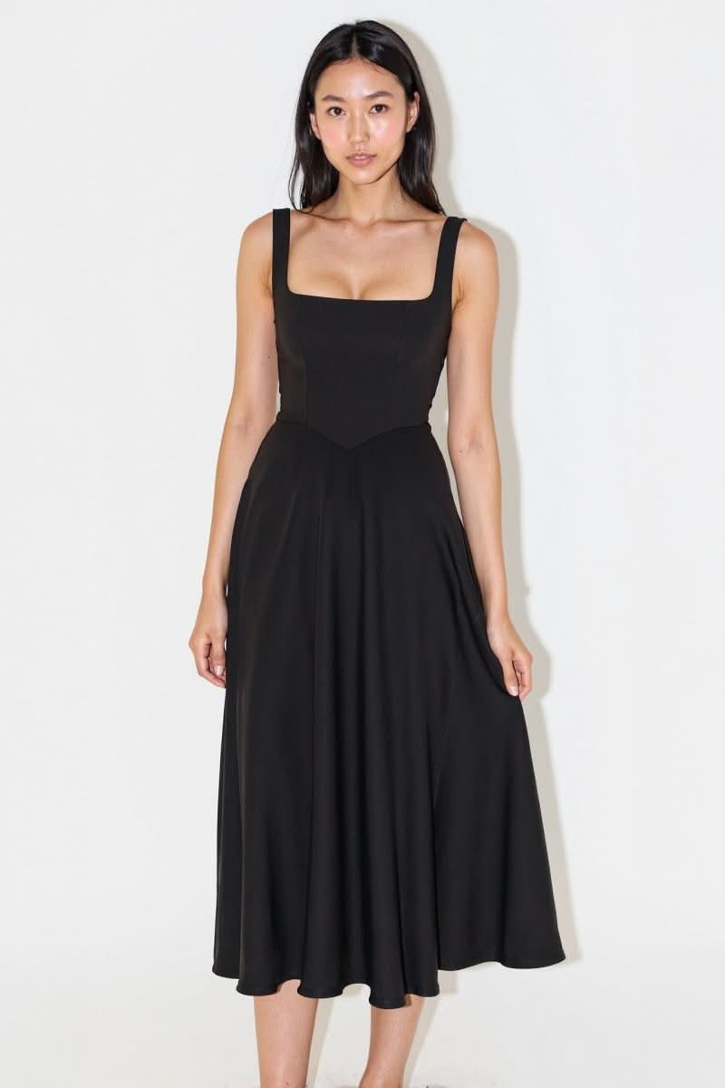 NOMI™ | Abito midi con scollo quadrato - Nomi