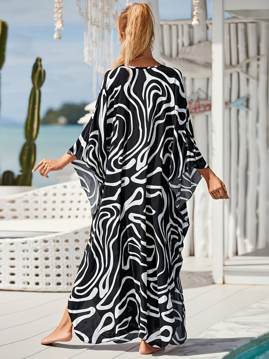 NOMI™ - Caftano elegante da spiaggia - Nero1 - Nomi