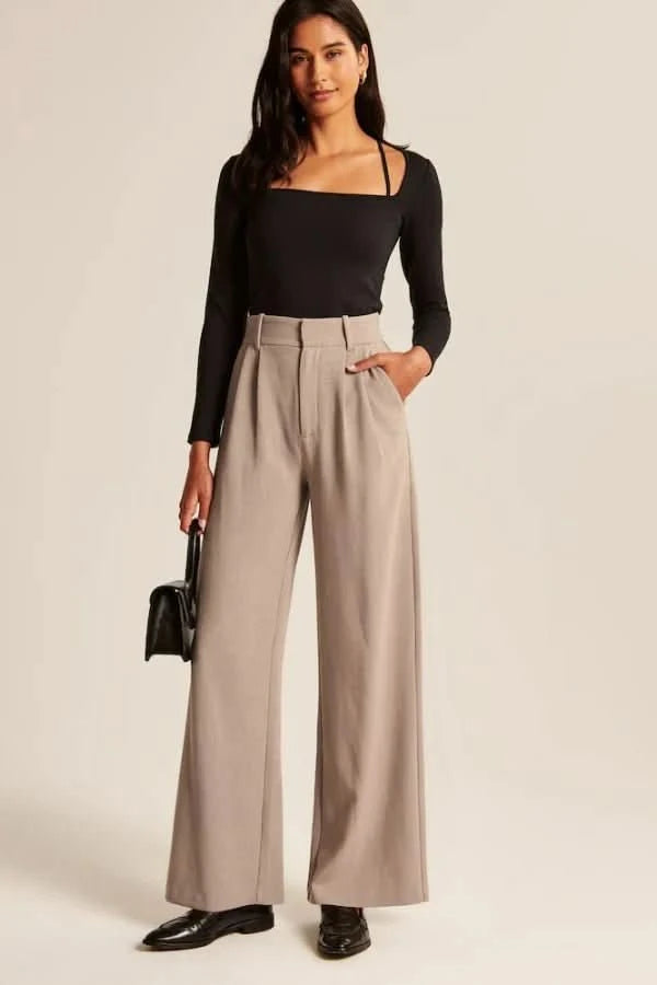 NOMI™ | Pantaloni Sartoriali Beige - Nomi