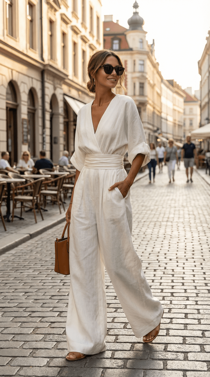 NOMI™ | Tuta Essenziale con Scollo a V e Vita Alta - Nomi