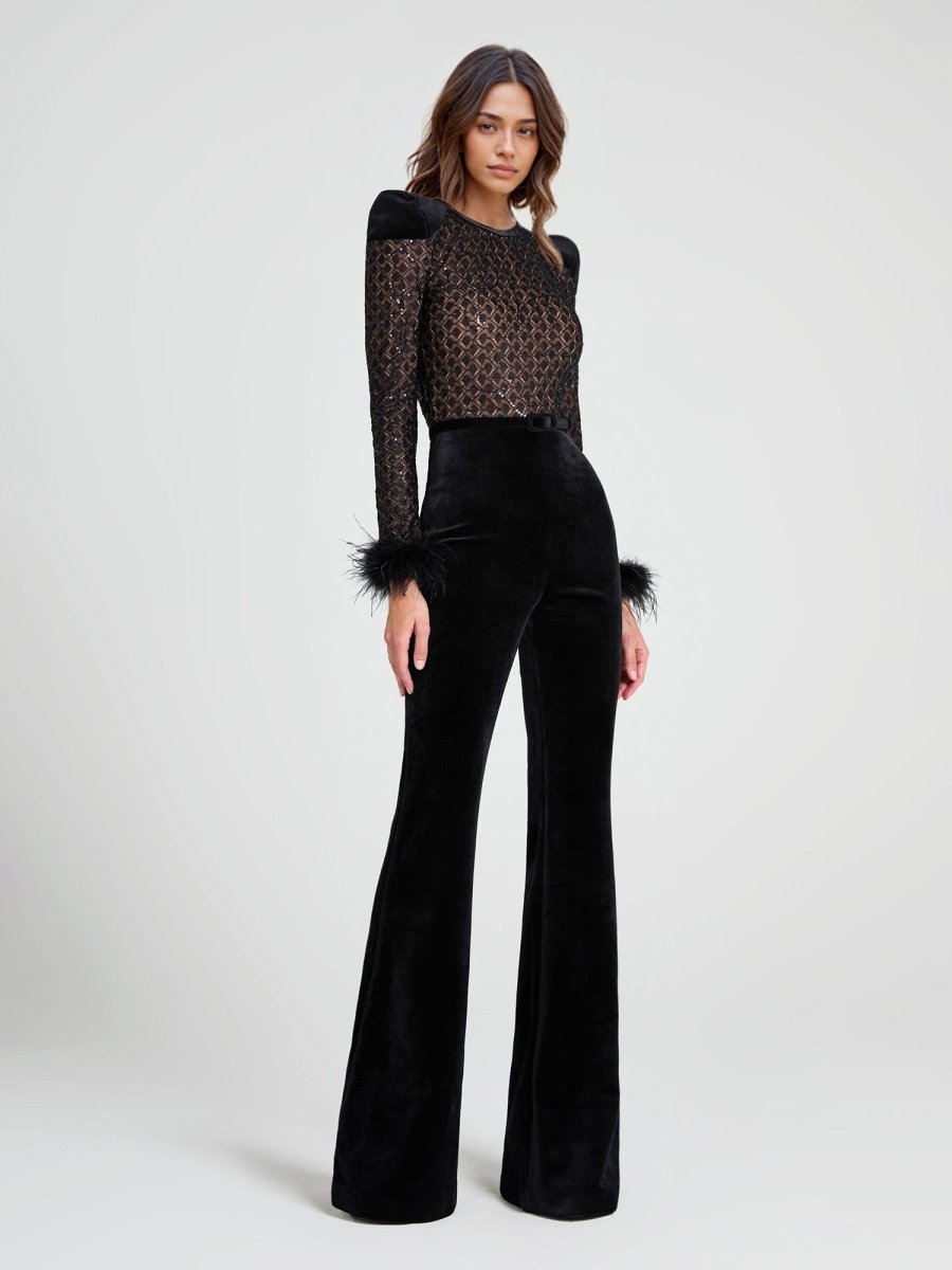 NOMI™ | Tuta Flare Pizzo & Paillettes - Nomi