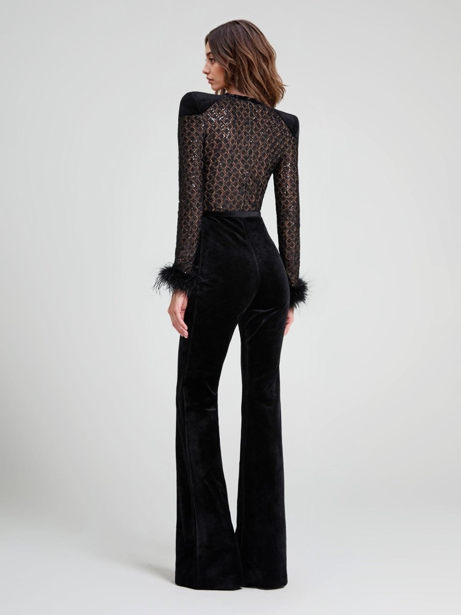NOMI™ | Tuta Flare Pizzo & Paillettes - Nomi