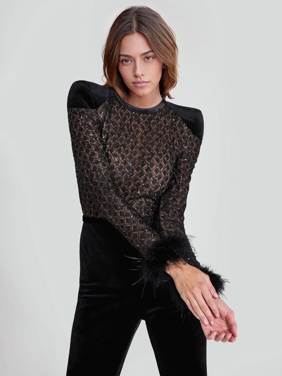 NOMI™ | Tuta Flare Pizzo & Paillettes - Nomi
