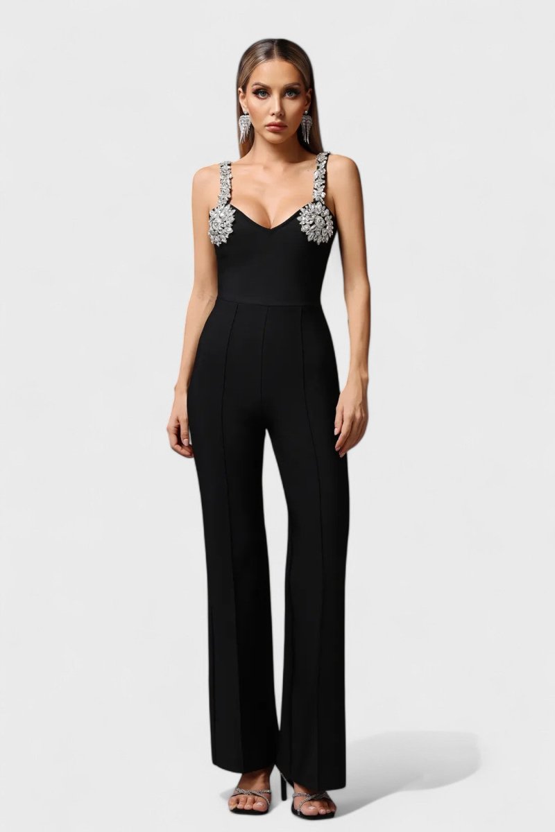 NOMI™ | Tuta Nera Spalline di Cristallo - Nomi