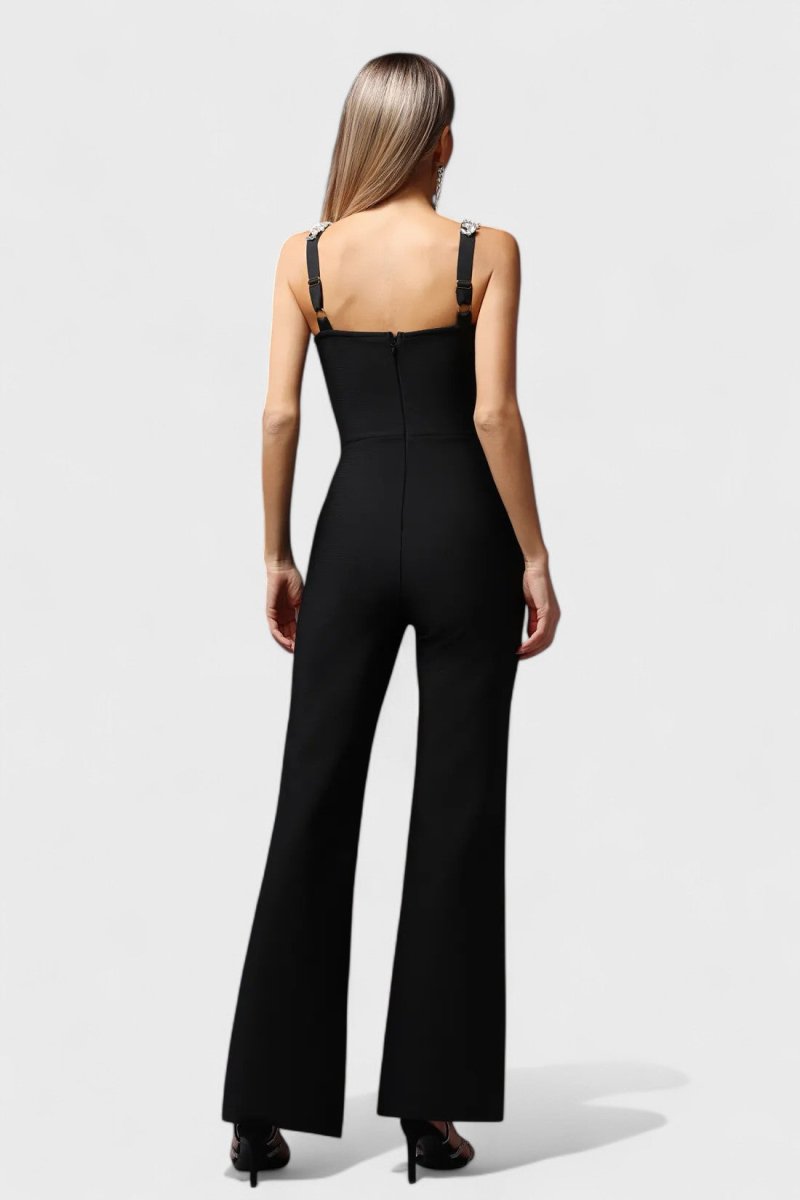 NOMI™ | Tuta Nera Spalline di Cristallo - Nomi