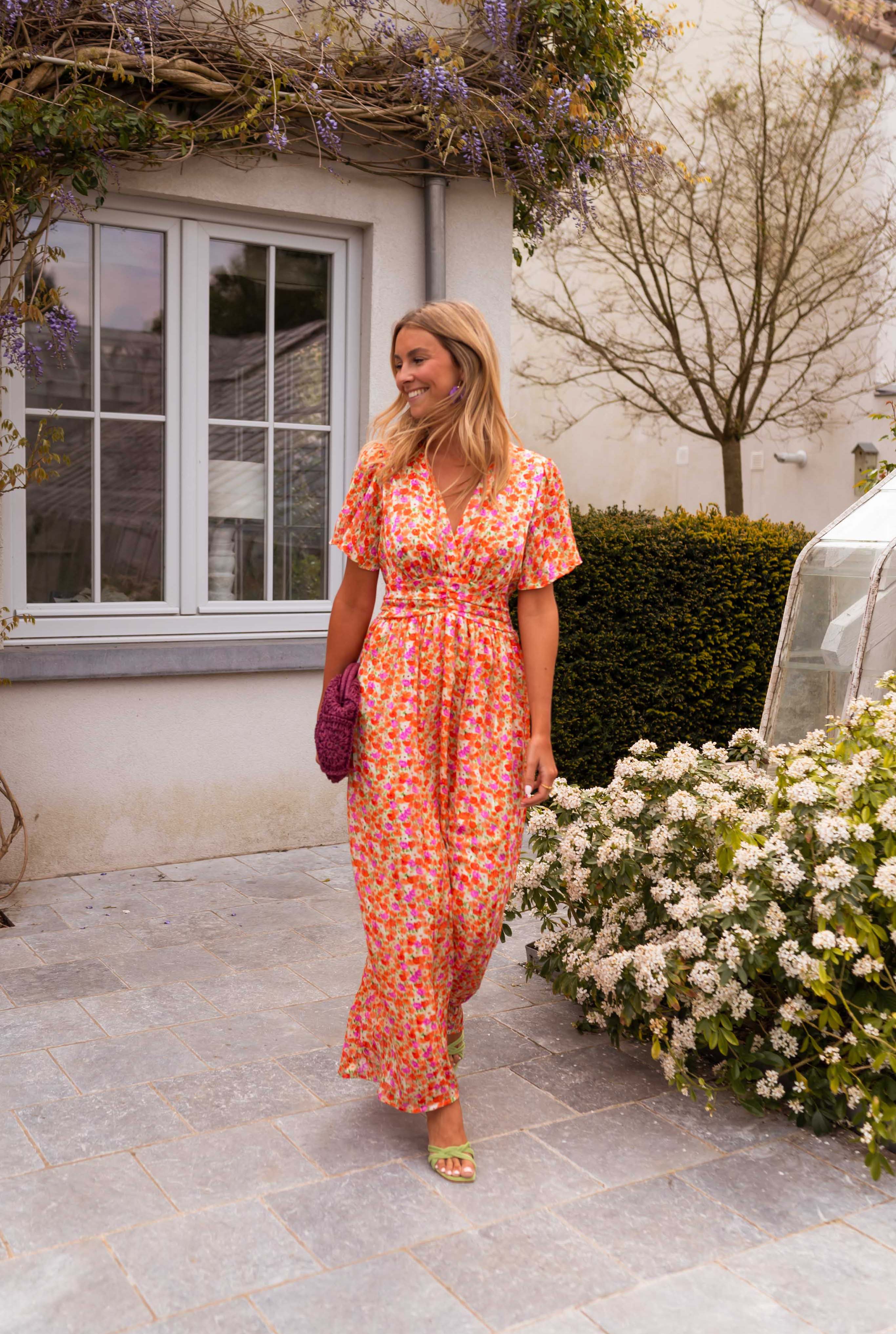 Nomi™- Abito con fiori arancioni