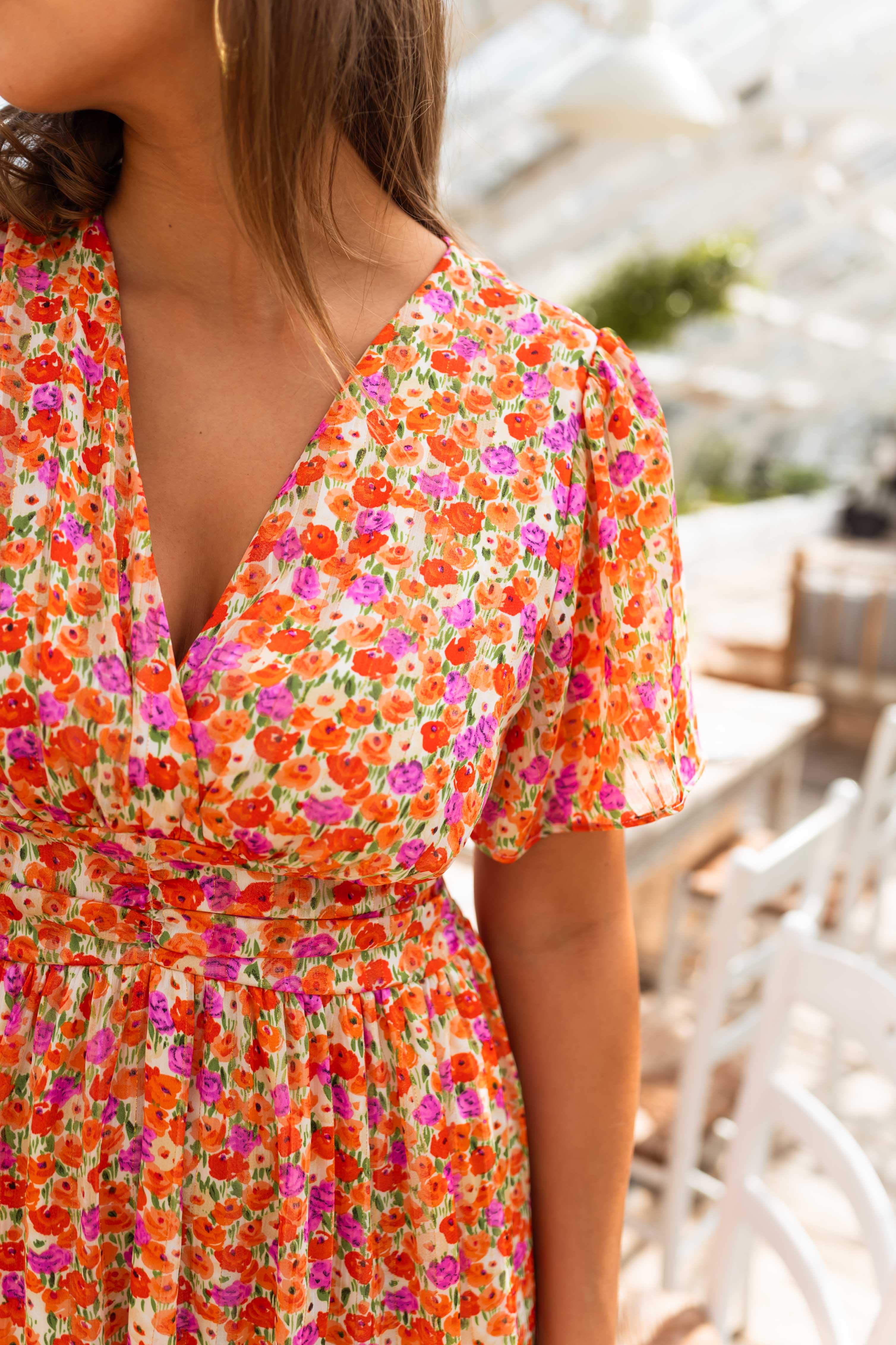 Nomi™- Abito con fiori arancioni