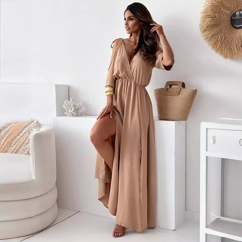 NOMI™ - Elegante abito scollo a V con spacco