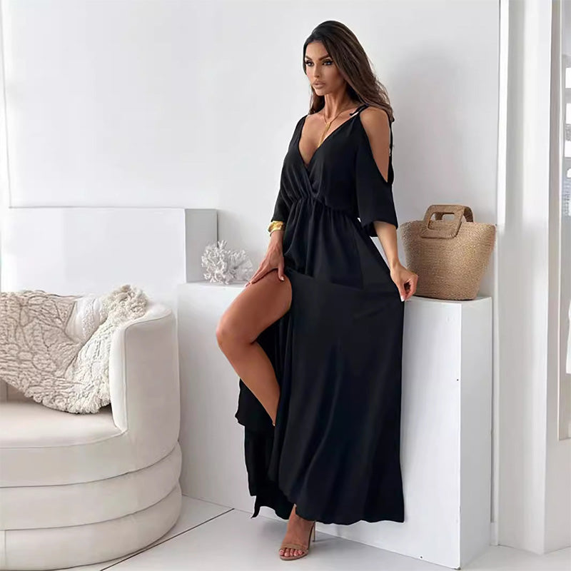 NOMI™ - Elegante abito scollo a V con spacco