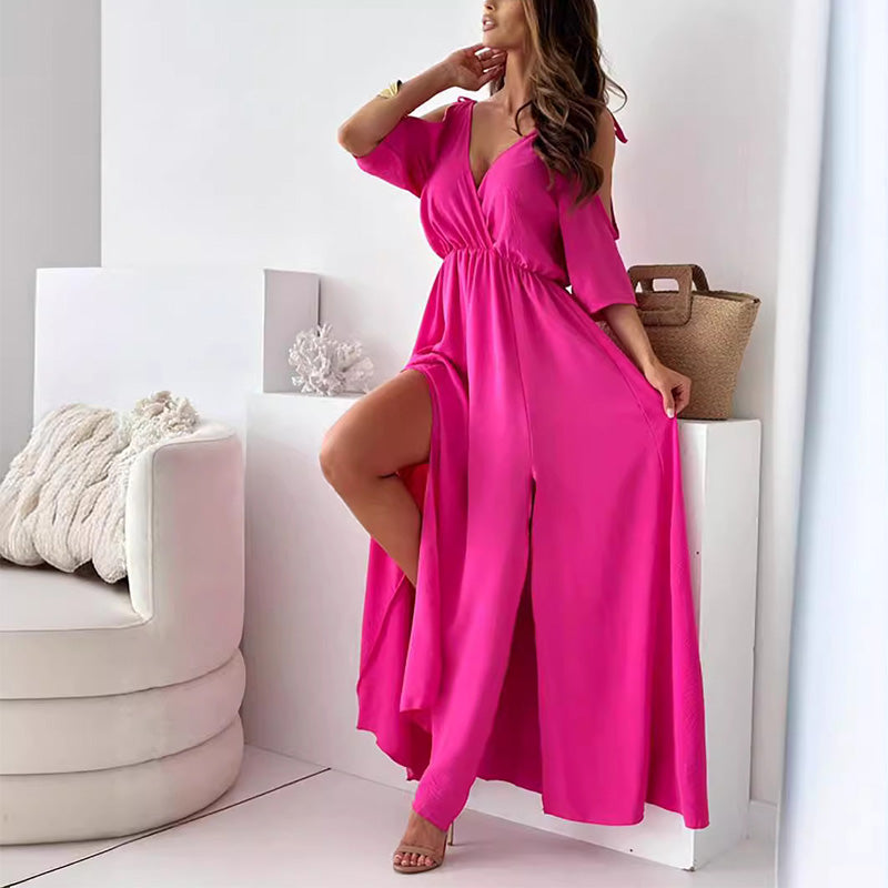 NOMI™ - Elegante abito scollo a V con spacco